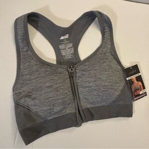 Size XL Avia Women's Heather Gray Zip-Front Sports Bra